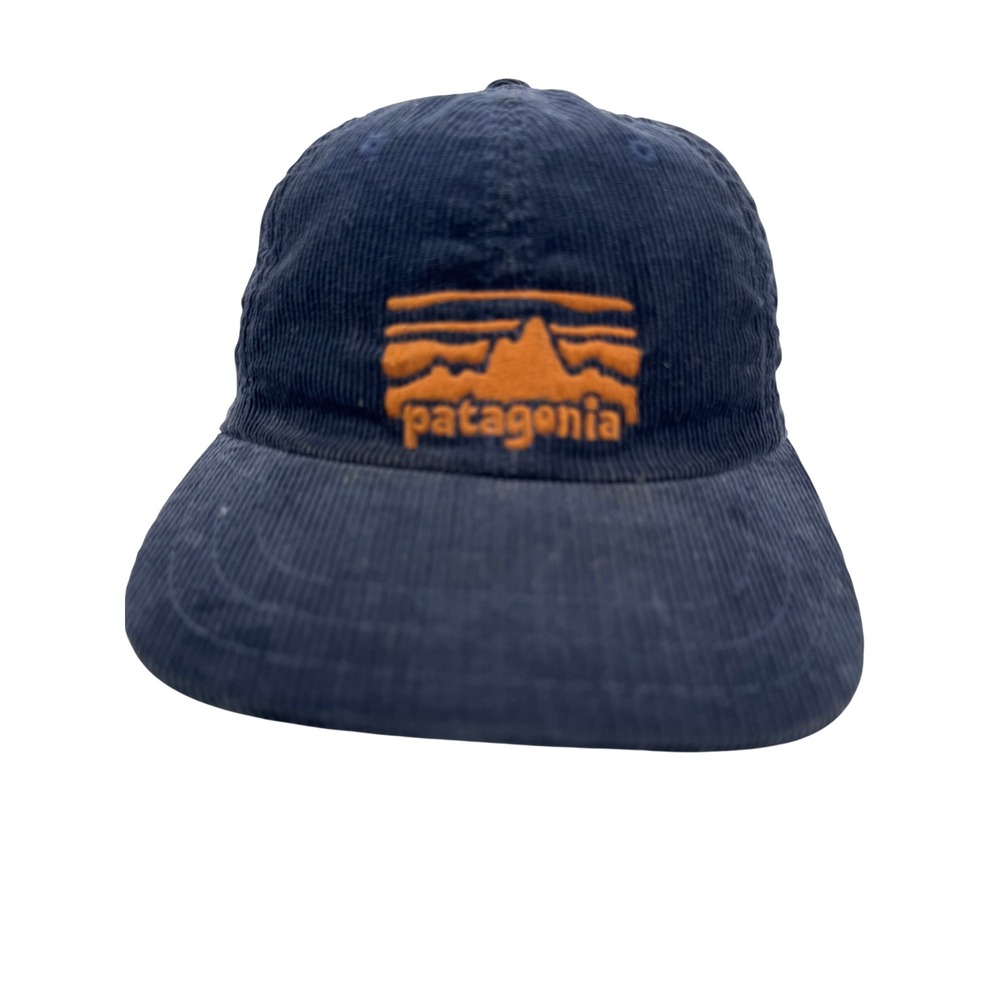 Patagonia Corduroy Snapback Hat Men OSFA Navy Blue Fitz Roy Logo NetPlus Brim